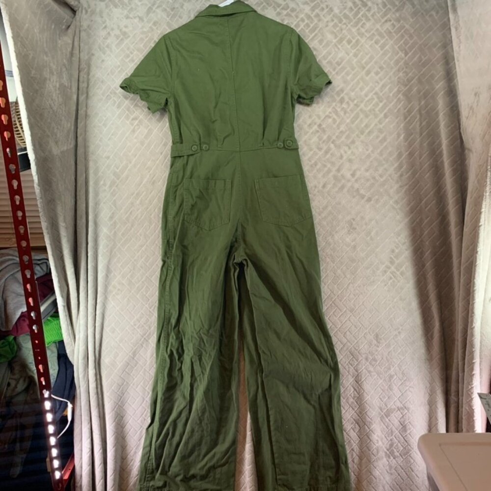 Forever 21 Jumpsuit Womens Medium Army Green Short Sleeve Wide Leg - Picture 11 of 14